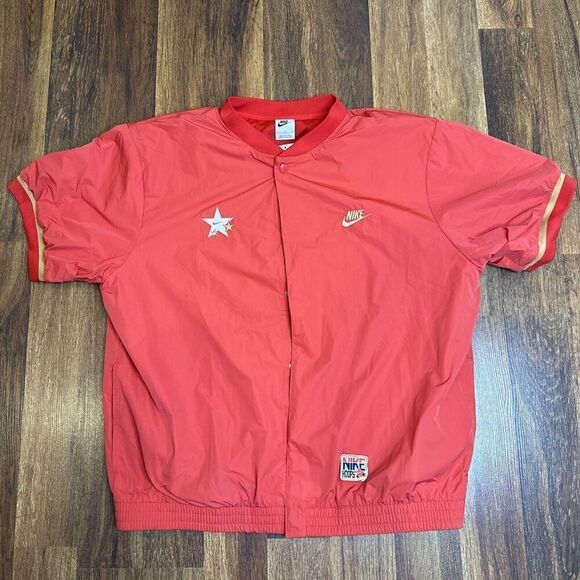 Nike Authentics Warm-Up University Red Button Up Shirt - Picture 1 of 10